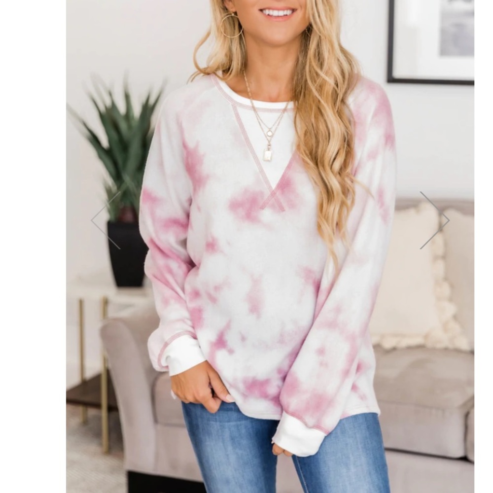 Back Again Tie Dye Mauve Pullover